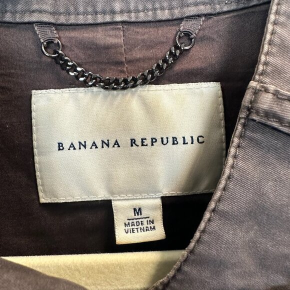 Banana Republic Moto Jacket Brown Cotton Twill Asymmetrical Full Zip Medium - Picture 9 of 11